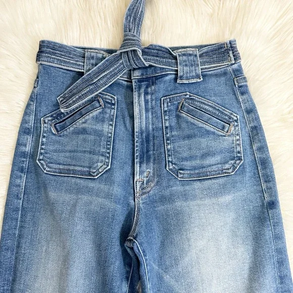 MOTHER Denim Jeans Tie Patch Rambler Size 26 in Hop On Hop Off Straight Leg